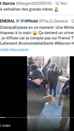 3.1Paris ChampsElysees en ce moment Une Mimie verbalisée pour avoir un drapeau à la main Ça devient