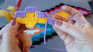 Узор крючком для пледа "Веселый ромб".