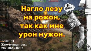 Нагло лезу на рожон, так как мне урон нужон. Т-100 ЛТ. Жемчужная река. 20250612 0237.