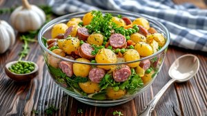 КАРТОФЕЛЬНЫЙ САЛАТ с Колбасой. Салат как еда.