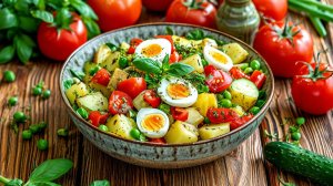 Салат овощной ＂Летний＂ рецепт  СССР  со сметаной.