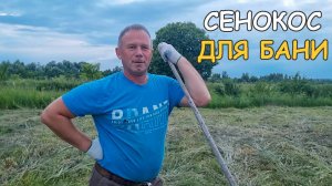Косим и собираем сено для бани в деревне