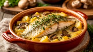 Запеченная Рыба В ДУХОВКЕ с картошкой и грибами под сметанным соусом [Семейные рецепты]