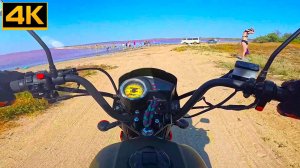 Катаюсь на скремблере по пляжу "Розового озера". Только звук двигателя. Colt Scrambler.