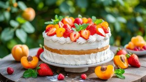 ТОРТ КЛУБНИЧНЫЙ с абрикосами и лимонным бисквитом. Легкий и очень вкусный.