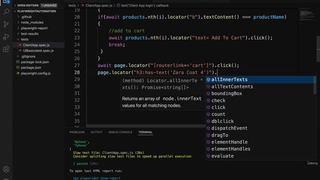 Add assertions for the actions performed and implement necessary Sync steps