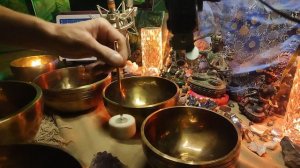 АКАША медитативная композиция (НАБОР трЁхстЕнные чаши Лингам (17-28 см. ,  171-384 Гц, )