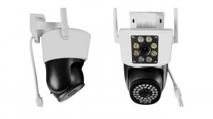 Поворотная GSM камера видеонаблюдения с 4G модулем и двумя объективами