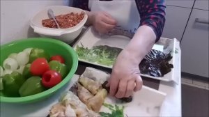 Фаршированный Перец! Лук !Помидоры! Виноградные листья! Домашняя еда Кухня Рецепты