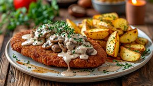 Самый вкусный ОБЕД из СВИНИНЫ! Сочный шницель с хрустящей корочкой, густой грибным соус и картофель.