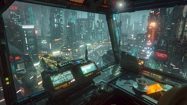 CYBER NIGHTS: Cyberpunk City Ambience & Relaxing Rainfall | Sci-Fi Music for Focus, Study, Sleep