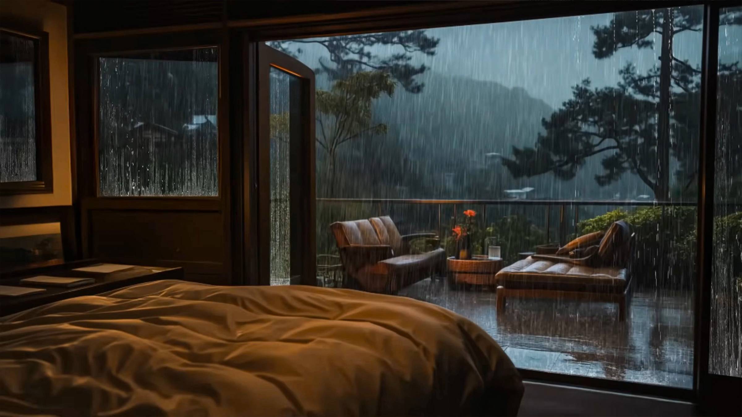 Шум Дождя на Вечерней Террасе | Атмосфера Дождя для Сна и Расслабления смотреть онлайн