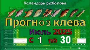 Лунный календарь клева рыбы на Июль 2025 Календарь рыбака июль 2025