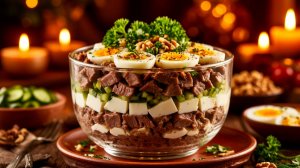 Салат ПРИНЦ – Невероятно вкусный и очень лёгкий слоёный салат на Новый год!  [Семейные рецепты]