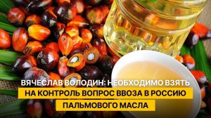 Вячеслав Володин: необходимо взять на контроль вопрос ввоза в Россию пальмового масла