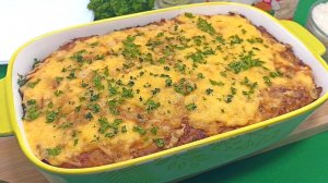 Капустная запеканка с фаршем и рисом