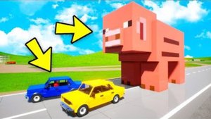 САМАЯ БОЛЬШАЯ ЛЕГО МАЙНКРАФТ СВИНЬЯ В МИРЕ_ СВИНЬЯ УБИЙЦА ПРОТИВ ТАЧЕК В БРИК РГИС