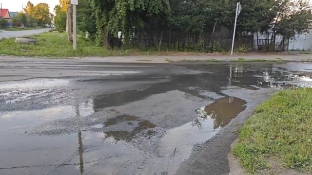 На перекрестке пробился родник. Водители колеса моют.