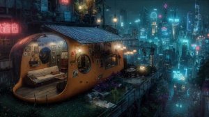 CYBERLOFT Neon Hilltop Cabin  Lofi Jazz for Nighttime Relaxation & Chill