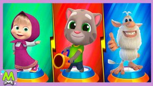 Маша и Медведь vs Говорящий Том vs Говорящий Буба.Том-Стрелок против Мультгероев.Кто Быстрее