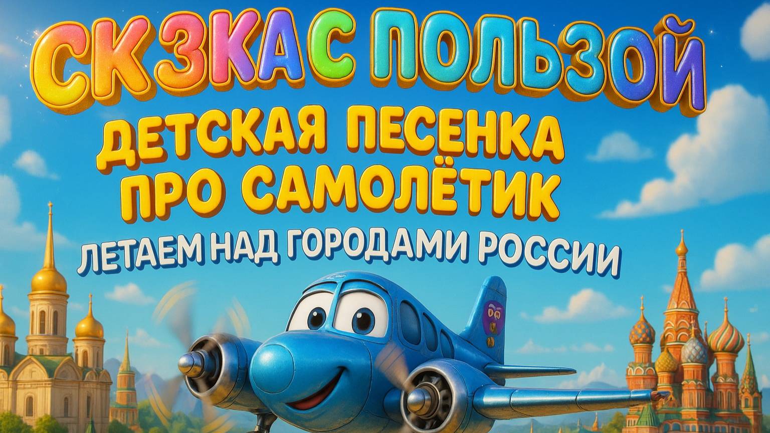 САМОЛЕТИК ПУТЕШЕСТВУЕТ ПО ГОРОДАМ РОССИИ 🛩️ Детская песенка про самолет | Учим города России