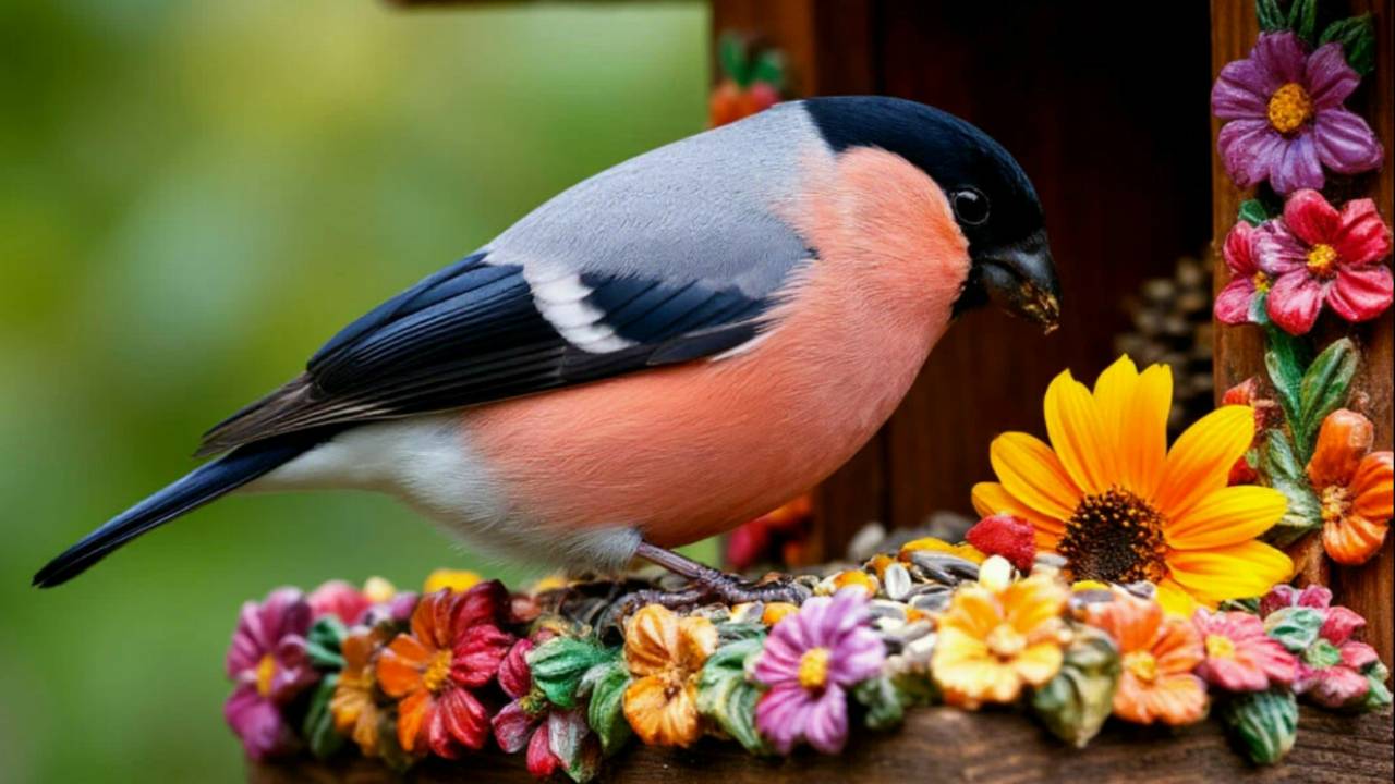 Снегири на кормушке смотреть онлайн