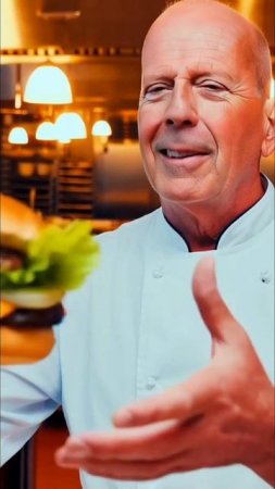 Улилис, Сталоне, Леонардо повара. Bruce Willis, Sylvester Stallone, and Leonardo DiCaprio as chefs.