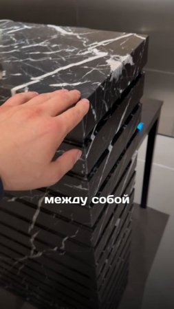 Стойка ресепшен из мрамора Неро Маркина для офиса продаж Vesper Tverskaya #мрамор #ресепшен #офис