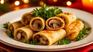Рулетики из блинов. Невероятно вкусная закуска на праздничный стол! Советую всем! [Семейные рецепты]