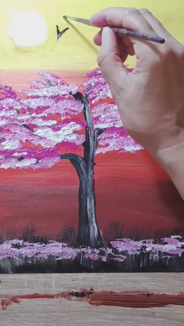 Рисование с детьми/Цветущее 🌳/акрил 🥰