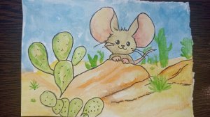 Грызун в пустыне / Рисунок акварелью