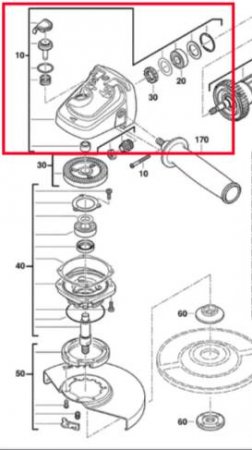 Оригинальный корпус редуктора в сборе 200273017 для ремонта AEG WS21-180 / AEG WS21-230