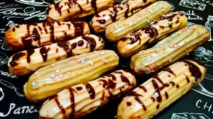 КЛАССИЧЕСКИЕ ЭКЛЕРЫ С КРЕМОМ ДИПЛОМАТ / Французские заварные пирожные