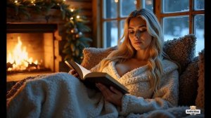 Красотка с шикарной фигурой прилегла отдохнуть у камина зимним вечером