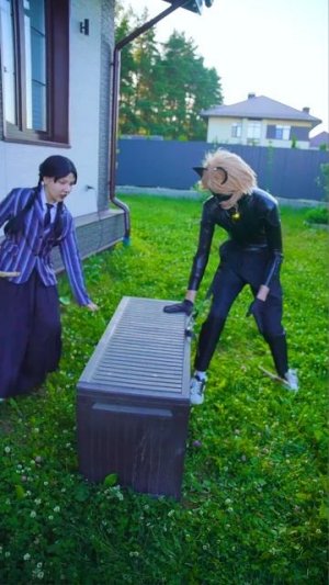 Wednesday and Super Cat Noir vs  Vampires! #funny #wednesday #vampire