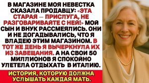 В продуктовом магазине моя невестка сказала продавцуЭта старая — прислуга. Не разговаривайте