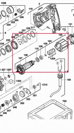 Мотор в сборе (ротор/якорь + статор) Milwaukee  201238002  https://2uu.ru/milwaukee-aeg-201238002/