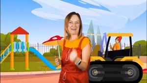 Синий трактор бульдозер