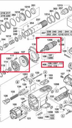 Ротор (якорь) в сборе (ремнабор) Milwaukee / AEG 4931417694 | Для ремонта Milwaukee K900 / K950