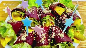 Праздничная закуска из свеклы,сыра, маринованных огурцов!