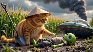 🐾👍 Кошка спасает инопланетянина после крушения НЛО неподалёку 🐾🐱 Удивительная история дружбы