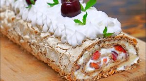 НЕЖНЕЙШИЙ десерт 😍 Просто ТАЕТ во рту! Рецепт Меренговый рулет