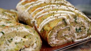 Крутится вкусная история. КАБАЧКОВЫЙ РУЛЕТ С ТВОРОГОМ И СЫРОМ