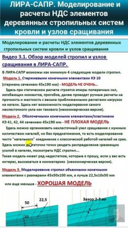 Видео 3.1. ЛИРА-САПР. Обзор моделей стропил и узлов сращивания в ЛИРА-САПР (начало).