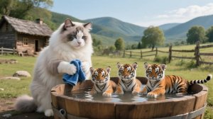 🐱🐯 Мама Кошка спасает трёх тигрят, готовит им еду и шьёт одеяла – Удивительная история заботы!