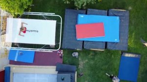 Трюки с дроном, сальто и мусорным баком (паркур и прыжки на батуте)