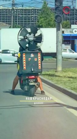 В Краснодаре курьеры изобретают способы охлаждения в 40 градусную жару. 🥵