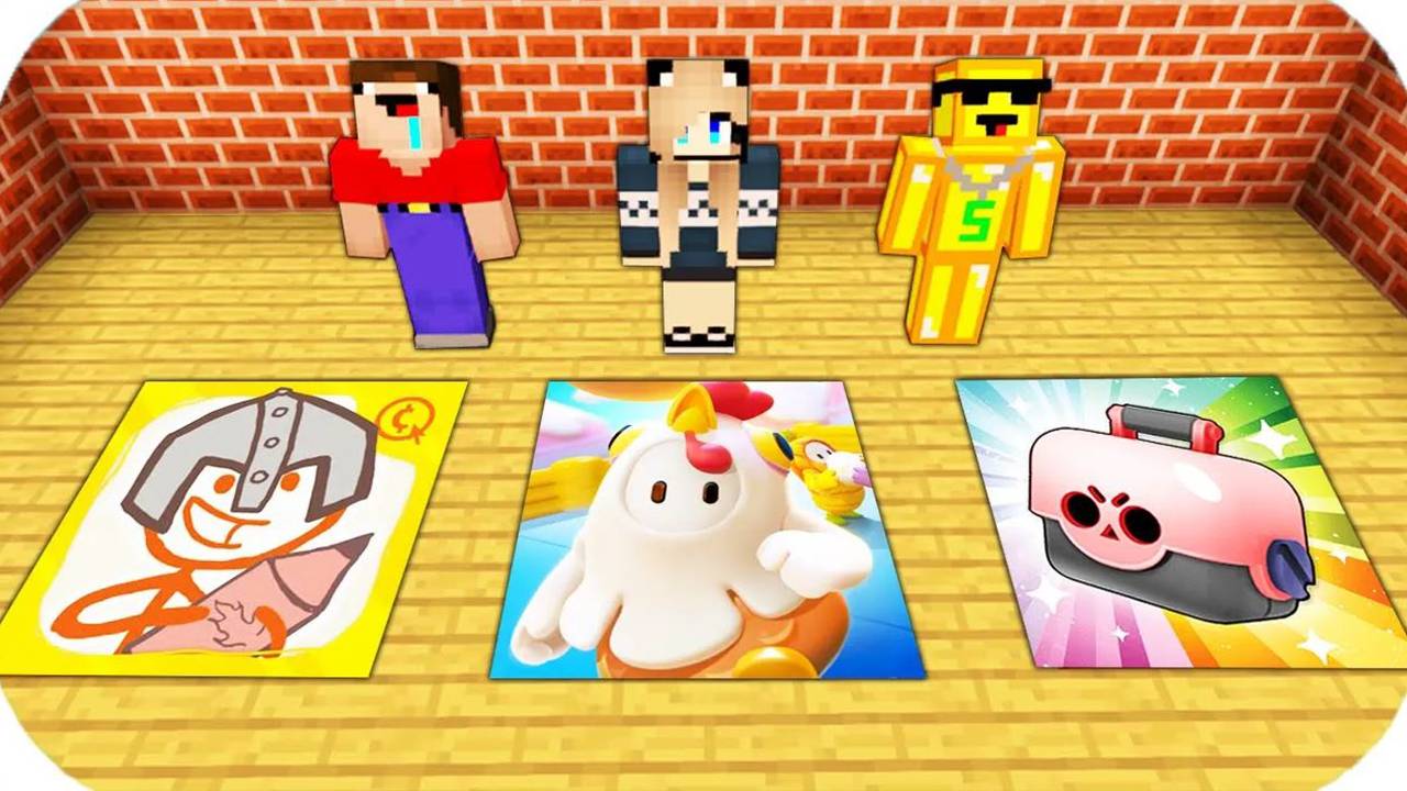 2 НУБА И ДЕВУШКА ПРО ПРОТИВ СТРАШНЫЕ ЯМЫ В МАЙНКРАФТ! Стикман, Бравл Старс и Fall Guys смотреть онлайн