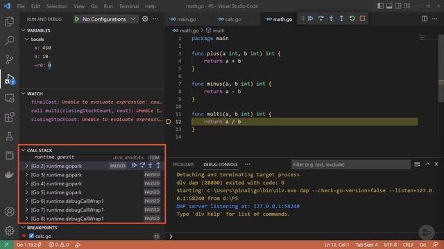 12. Demo - Debugging with Delve in Visual Studio Code