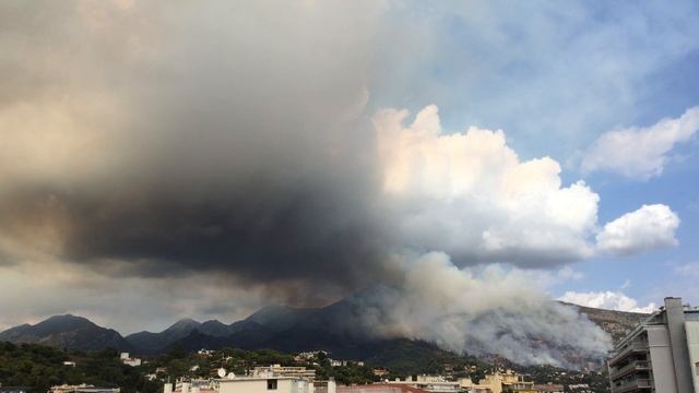 Fire in Ventimiglia. Mentona. France